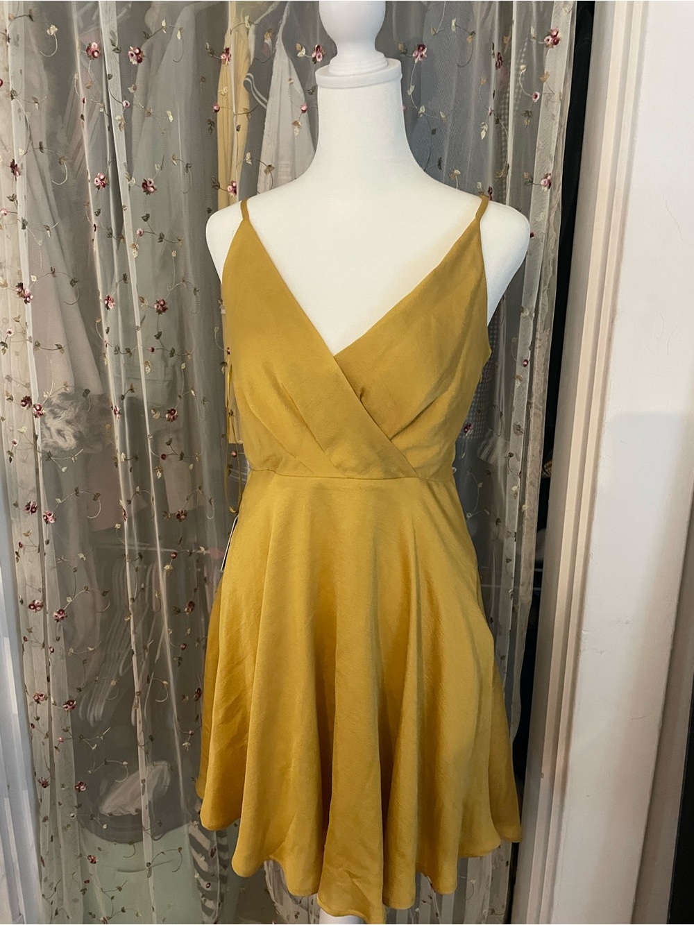 NWT Express Gold Yellow V-Neck Slip Dress